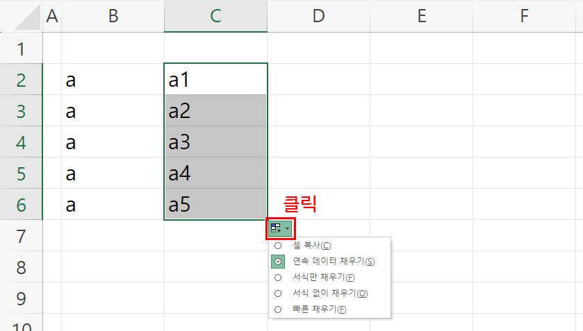 문자의 자동 채우기6
