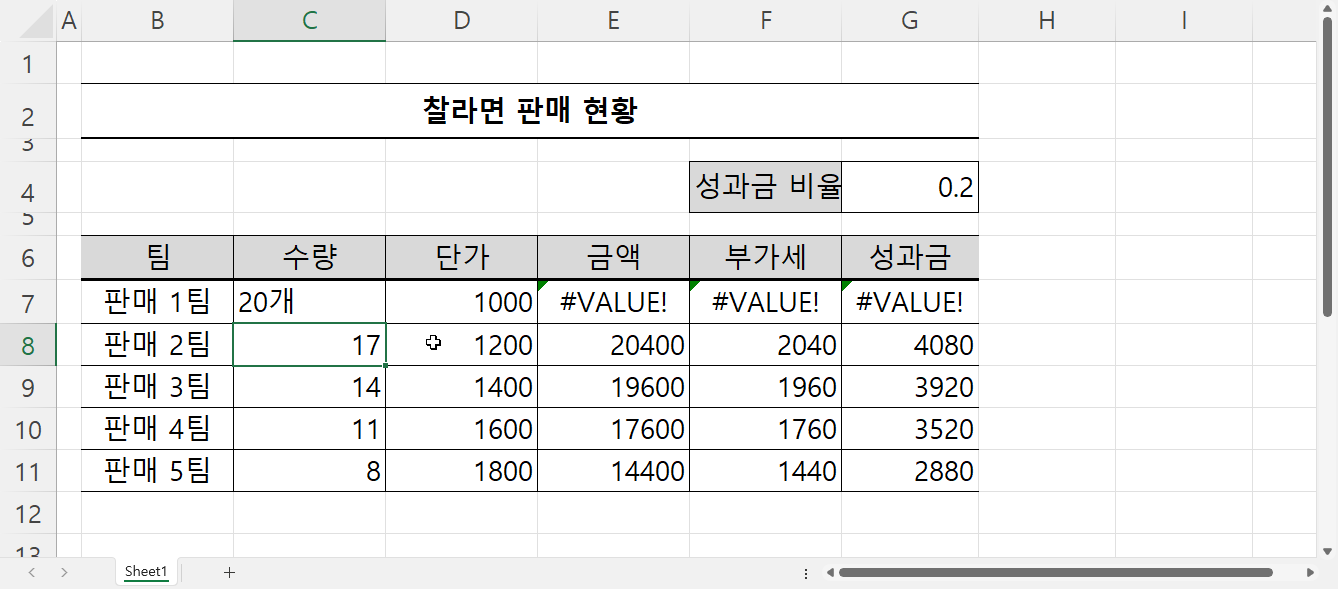 단위 입력시 오류