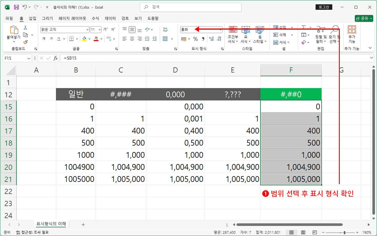 통화 표시 형식
