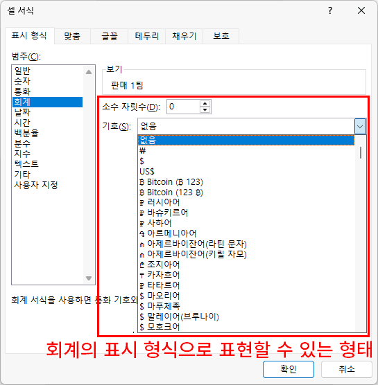 회계의 표시 형식