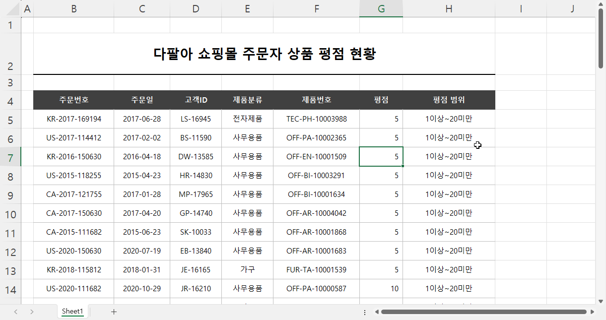 정렬 방법 2 결과