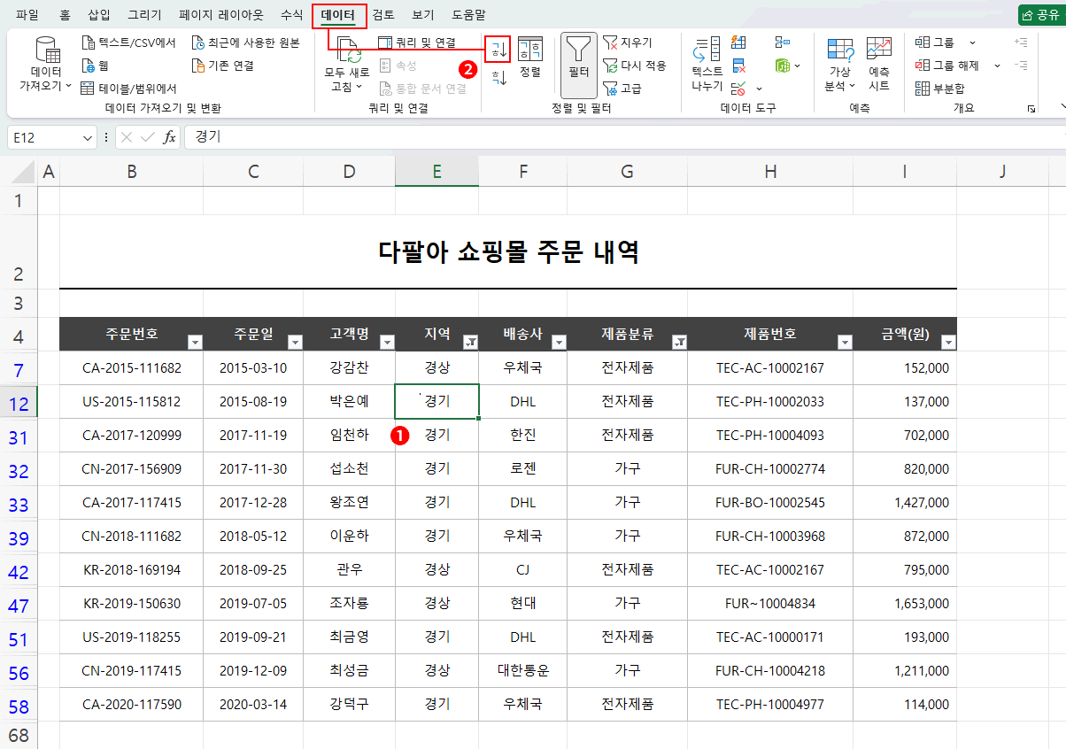 경기 가구 경상 전자제품 추가 정렬