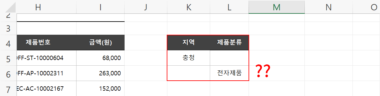 항목 값이 없는 경우
