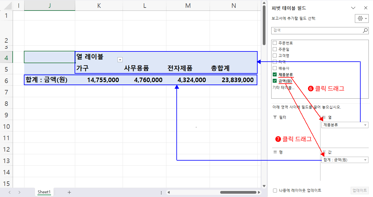 피벗 테이블 만들기