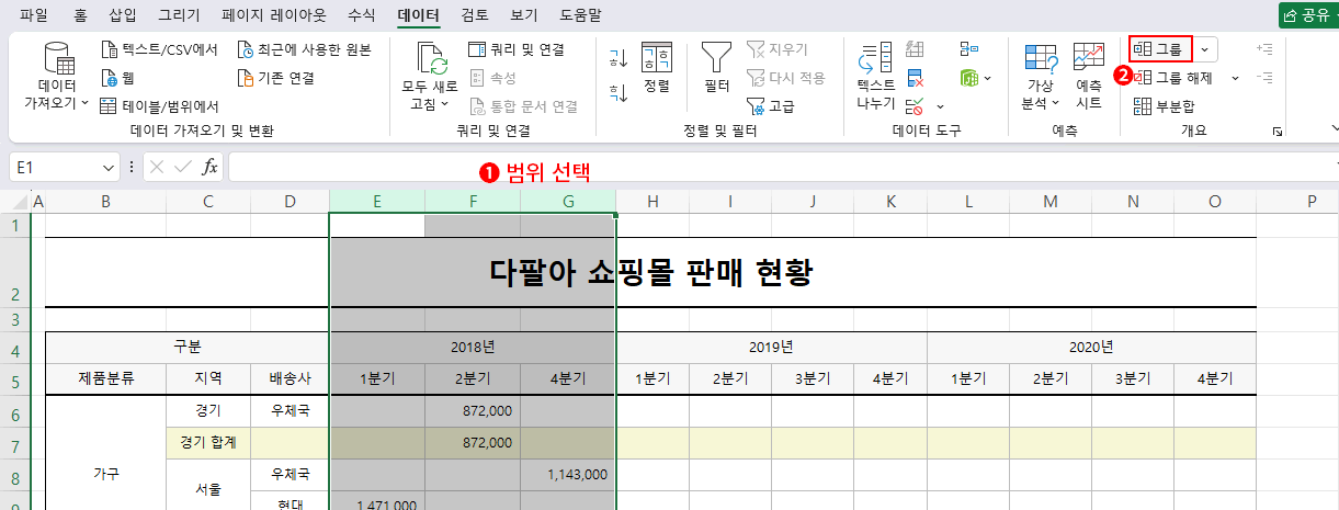 2018년 그룹 만들기