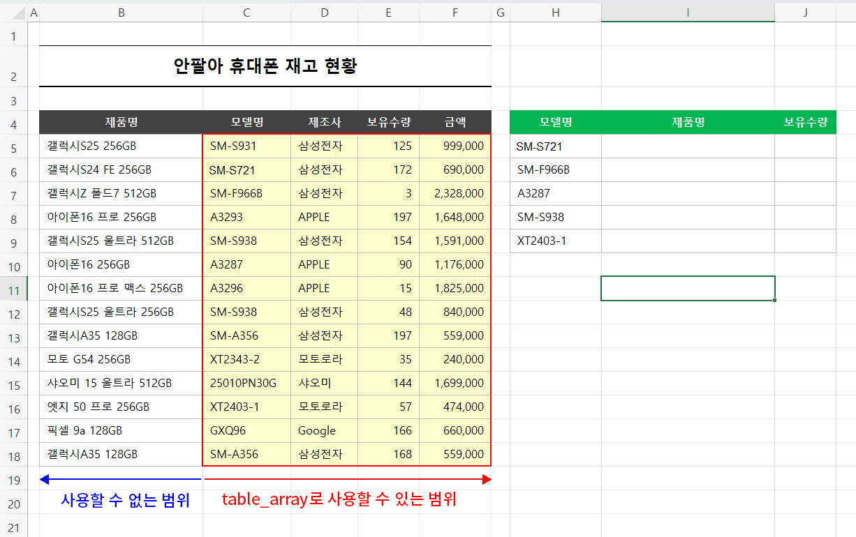 사용가능한 table_array