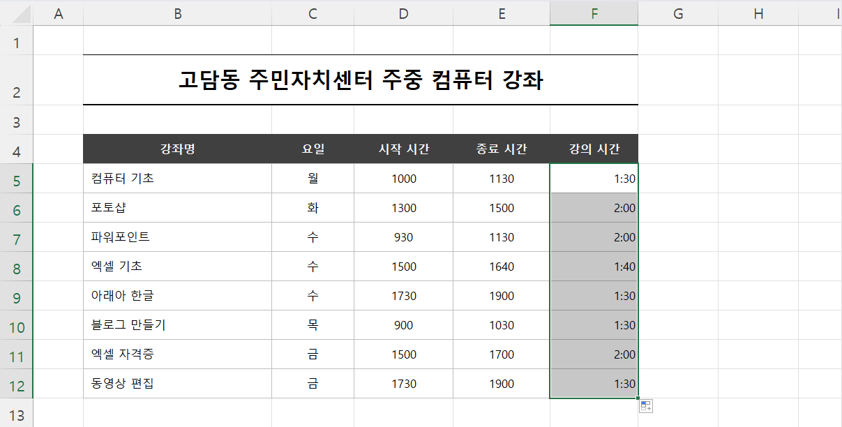 TIME 표시 형식 변경 완료
