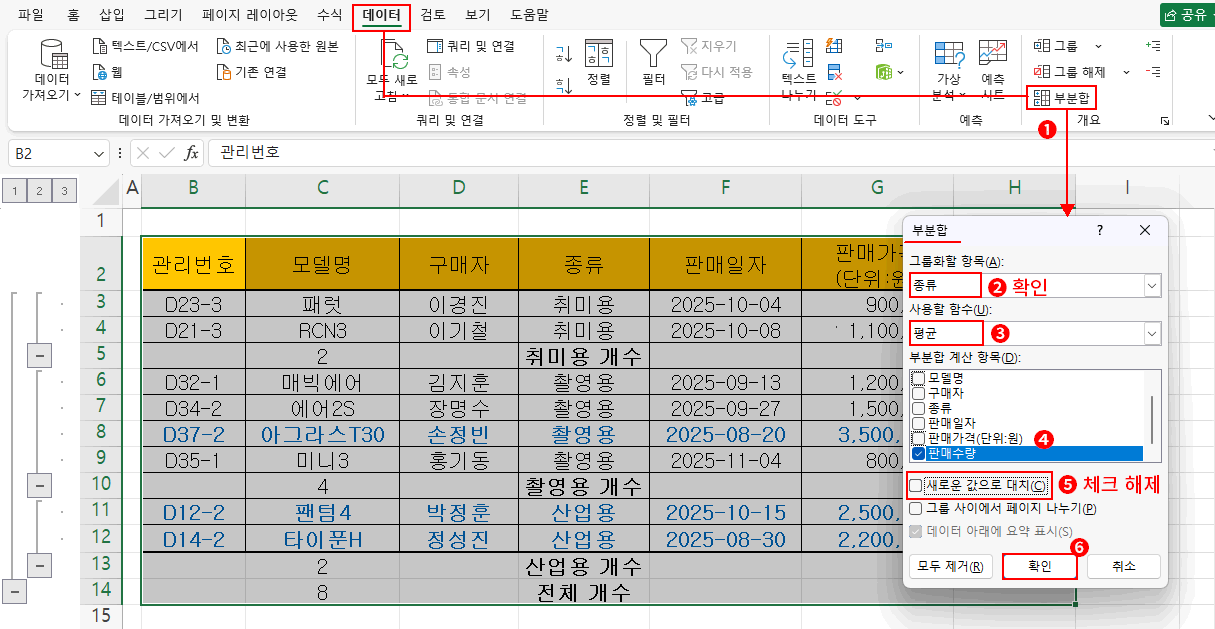 부분합 추가하기