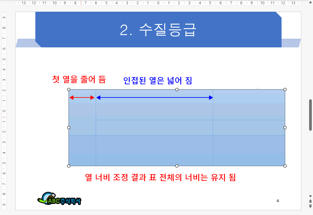 열 너비 조정 결과