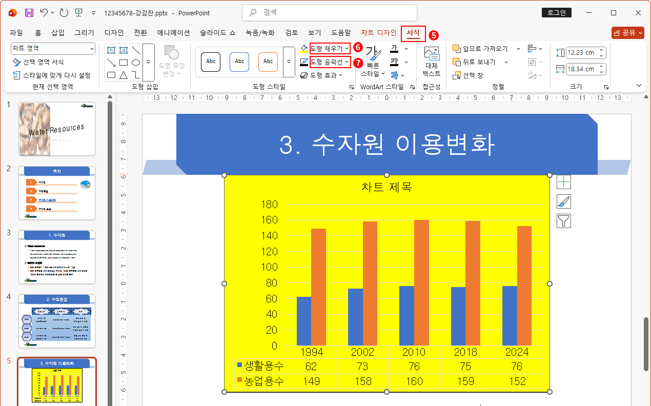 차트 영역 서식 변경 1