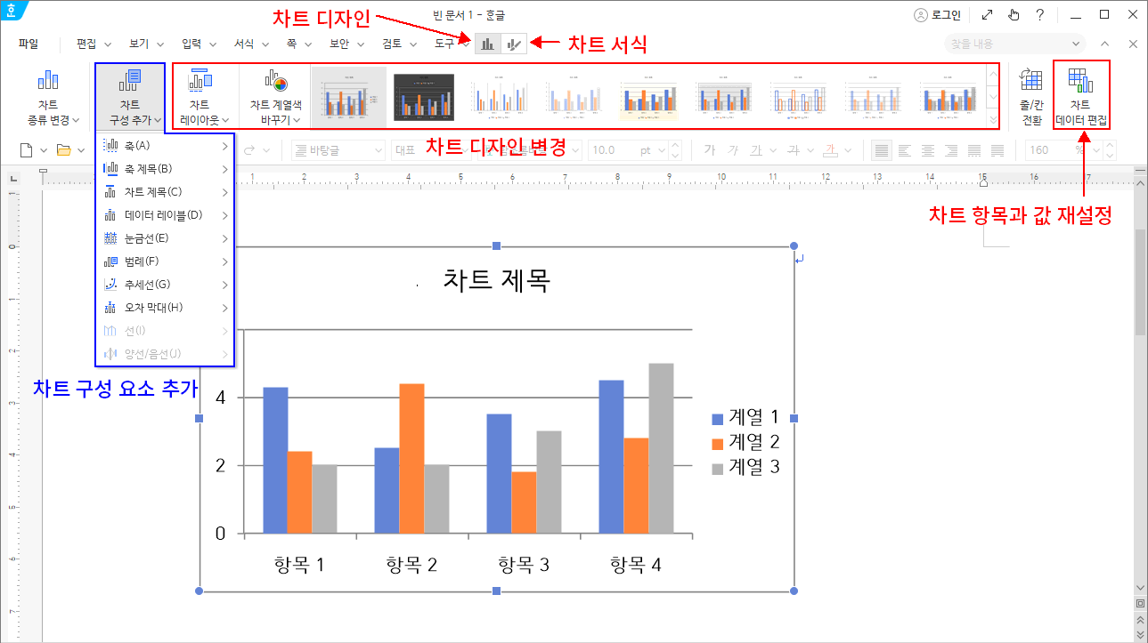 차트 숨김 메뉴